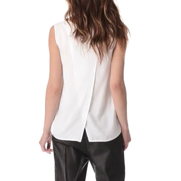 SOLD-Vince Split Back Silk Sleeveless Blouse - Picture 2 of 9